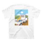 とやまソフトセンターの柴と軽トラ（前後プリント） by O-chan Regular Fit T-Shirtの裏面