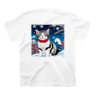 トカゲの猫浮き絵（冬） Regular Fit T-Shirtの裏面