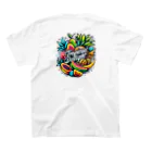 面白デザインショップ ファニーズーストアのトロピカルフルーツ - 色とりどりのトロピカルフルーツを一筆書きスタイルで描く。 スタンダードTシャツの裏面