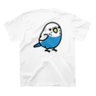 Cody the Lovebirdの【両面】Chubby Bird（背面）セキセイインコ　ブルー男の子　（表）セキセイインコ大集合 スタンダードTシャツの裏面