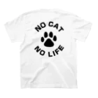 アトリエかののNO CAT NO LIFE 肉球 黒 バックプリント Regular Fit T-Shirtの裏面