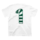 poronporon-死ぬまで人生を楽しむのチンアナゴ数字Tシャツ「1」green Regular Fit T-Shirtの裏面