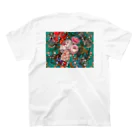 NORIMA'S SHOP の薔薇、芍薬、牡丹のボタニカルブーケと螺鈿模様の壁紙イラスト スタンダードTシャツの裏面