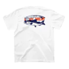 イラスト MONYAAT のバックプリント サーモン サモタンの夢   Regular Fit T-Shirtの裏面
