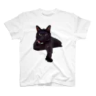 IIDA Cats Ferrets 猫とフェレットの日常の猫の手を貸します。黒猫のタピオ スタンダードTシャツ