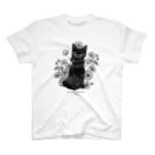 COCOMEMORIALの花咲き黒猫 スタンダードTシャツ