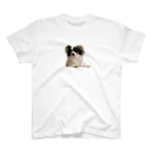 むちとこく　パピヨン　犬の作画崩壊犬Tシャツ スタンダードTシャツ