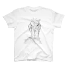 森図鑑の[森図鑑] ハシビロコウの顔 鉛筆画 Regular Fit T-Shirt