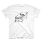 kicsbackstageのshoe box white/black スタンダードTシャツ