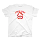 AKIRAMBOWのSpoiled Rabbit & Smile Person - RED / あまえんぼうさちゃんとあのひと - レッド Regular Fit T-Shirt