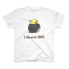 ろる→MEMORYのインコまんじゅう Ver.振り向き（オカメインコ　ノーマル） スタンダードTシャツ