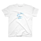 雑貨屋きゅう＠suzuri支店の氷とペンギン（5羽） Regular Fit T-Shirt