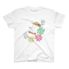 usagi-cuteのハリネズミのはりっちょ　with flower カラーver   スタンダードTシャツ