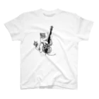 gabonのジャズ猫(ウッドベース) スタンダードTシャツ