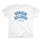 BURIKI'N RECORDSのブリキン定番ロゴ(スモーキーブルーロゴ) スタンダードTシャツ