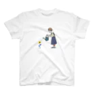 HaluS(ハルズ)/イラストレーター/大人かわいい女性イラストのひまわりと女の子 Regular Fit T-Shirt