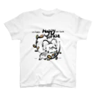 R&MのHappyYorkie葉っぱの枠に囲まれた Regular Fit T-Shirt