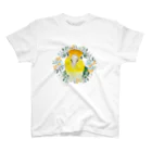 mariechan_koboの031 シロハラインコ オレンジ小花のリース スタンダードTシャツ