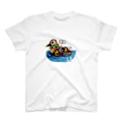 Colour-Trash Suzuri Shopのゼンマイ仕掛けのカルガモの親子 スタンダードTシャツ