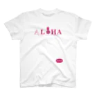 aloha_pineapple_hawaiiのパイナップル ALOHA 吹き出しマハロ 087 red pink スタンダードTシャツ