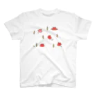 Nari's Farm(ナリズファーム)ひつじと桃のメンダコわらわら(カラー) スタンダードTシャツ