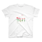 とりやまいろいろグッズの枠なしあひるとお花 スタンダードTシャツ