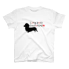 もふもふだっくすのLong body Dachshund(黒デザイン) スタンダードTシャツ