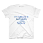 車好き夫の嫁のMY HASUBAND IS CAR LOVERロゴ（青） Regular Fit T-Shirt