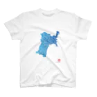 Yanagiya Kosanjiの宮城県_TextMap_青色グラデーション スタンダードTシャツ