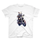 たゆたゆのバイクに乗る猫 スタンダードTシャツ