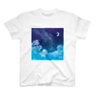 地球屋SUZURI店の星空(ロゴ入り) スタンダードTシャツ