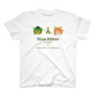 くりむしようかんのオリーブリボン×テワタサナイーヌ＆わたさんにゃん スタンダードTシャツ