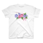 いろどり堂fuwayonの朝顔とリボン Regular Fit T-Shirt