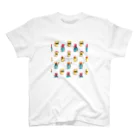 TwiFULLPress Shopの頭が赤い魚を食べた猫(集合) スタンダードTシャツ