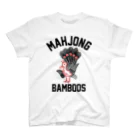 麻雀ロゴTシャツショップ 雀喰 -JUNK-の麻雀牌 一索(イーソウ)-BAMBOOS-黒赤ロゴ Regular Fit T-Shirt