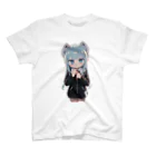 ケモ耳美少女キツネちゃん（AIart）の獣の耳と美しい青い目少女 スタンダードTシャツ