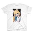 ケモ耳美少女キツネちゃん（AIart）の金髪のキツネの女の子 スタンダードTシャツ