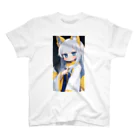 ケモ耳美少女キツネちゃん（AIart）の魅惑的なキツネ姿の美女 スタンダードTシャツ