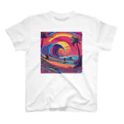 Sea Side TropicalのTropical Beach Surfer Art スタンダードTシャツ