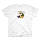 旅猫王子れぉにゃん👑😼公式(レイラ・ゆーし。)のキツネうどん☆れぉにゃん(小さめロゴ) スタンダードTシャツ