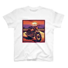 毎日がにゃんとも幸せ マサッチShopのレトロバイクドット　夕日編№４ Regular Fit T-Shirt