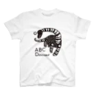 ABC Dinosaur グッズショップのブラキオサウルス　モノクロ スタンダードTシャツ