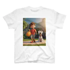 ワンダーワールド・ワンストップの男の子と愛らしいシュナウザー・ドッグ② スタンダードTシャツ