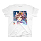 Happy Hub"（ハッピー・ハブ）の猫ギャル振り袖 スタンダードTシャツ