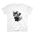 黒猫の鍵尻尾の黒猫 Regular Fit T-Shirt