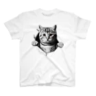 飛び出す！アニマルショップの飛び出す猫 モノクロver Regular Fit T-Shirt