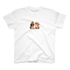 もふもふアニマルズのプリンを楽しむ犬 スタンダードTシャツ