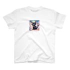 WealthClubのカートゥンスタイルの可愛い黒猫の似顔絵 Regular Fit T-Shirt