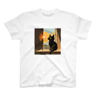 s-shopの朝焼けと黒猫 スタンダードTシャツ