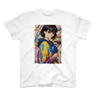 80s pop anime artの彼女はみなぎるエネルギーと魅力を放つ Regular Fit T-Shirt